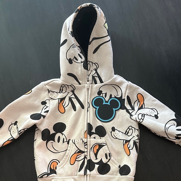 Disney Other - Disney Kids Mickey Mouse and Pluto Hoodie - Cream and Black